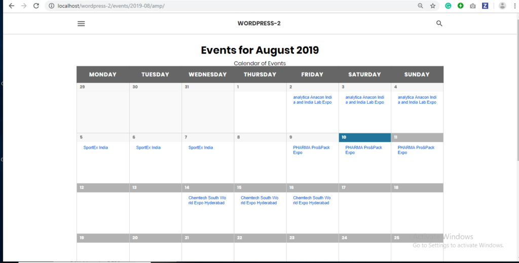 the events calendar eventbrite
