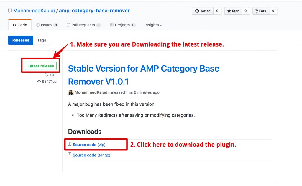 Stable Version for AMP Category Base Remover Plugin V1.0.1